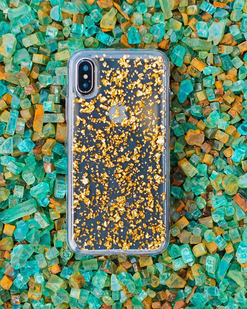 Morning Sparkle | Rose and Gold Flaked Clear Case iPhone Case get.casely