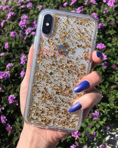Morning Sparkle | Rose and Gold Flaked Clear Case iPhone Case get.casely