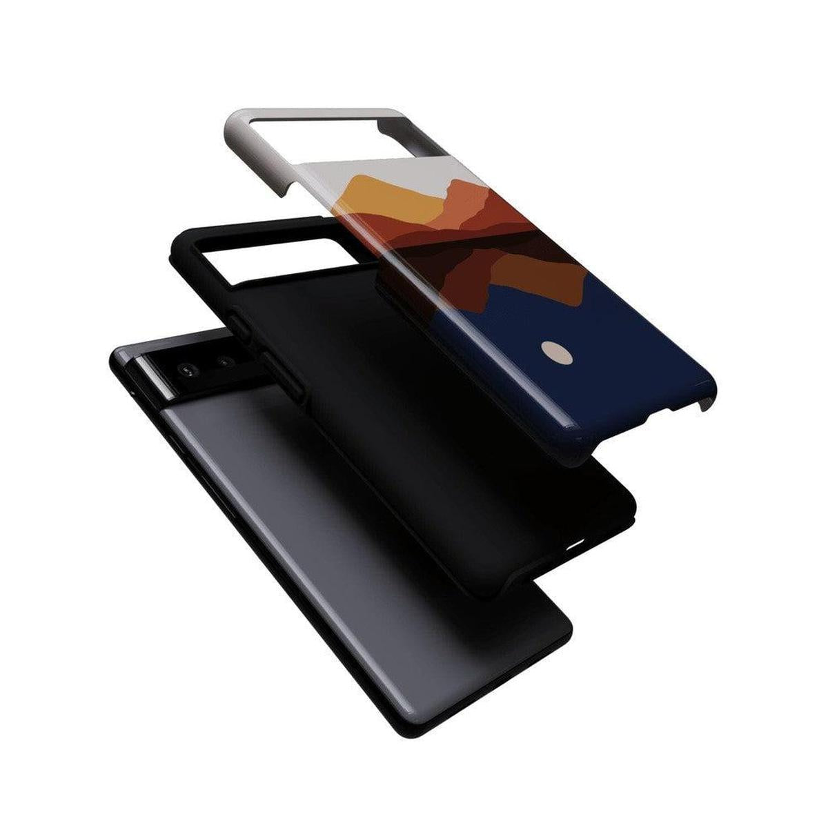 Opposites Attract | Day & Night Colorblock Mountains Google Pixel Case Google Pixel Case Casetry