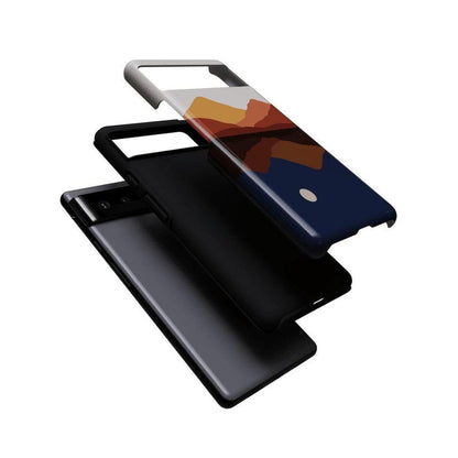 Opposites Attract | Day & Night Colorblock Mountains Google Pixel Case Google Pixel Case Casetry