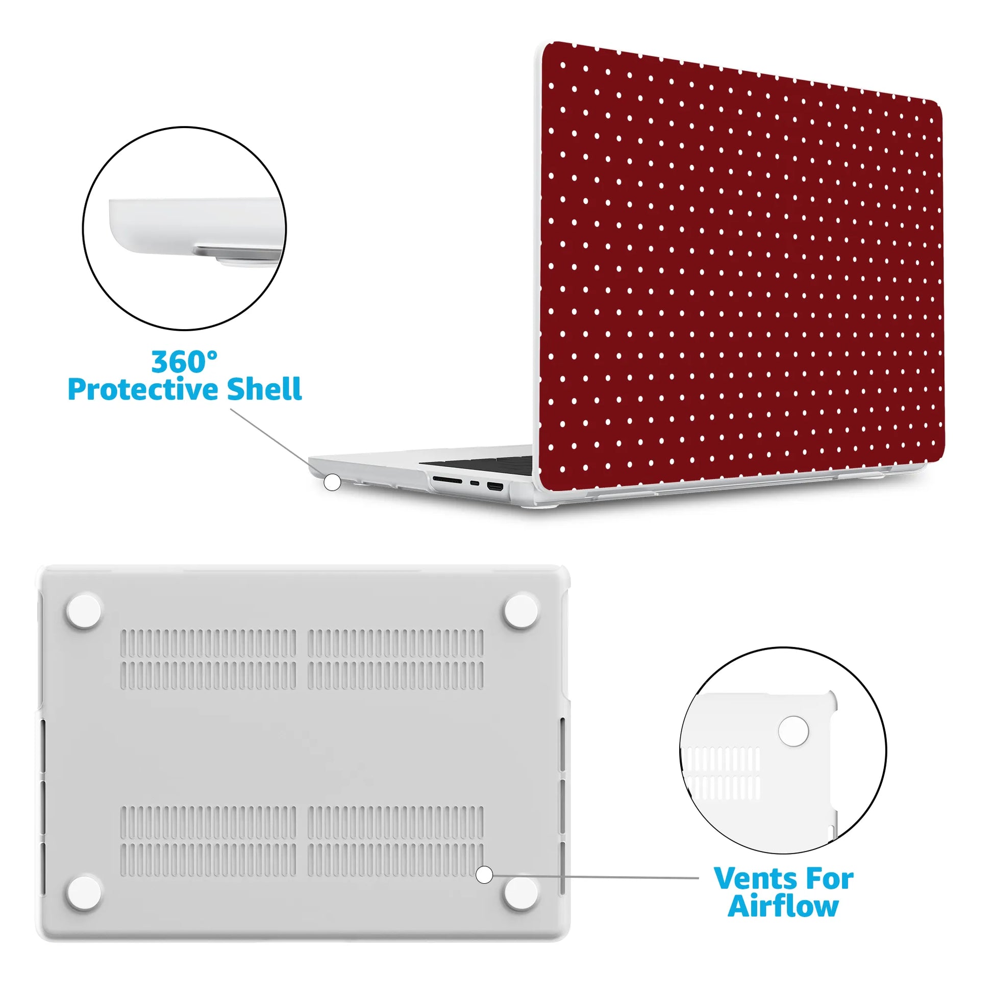 On the Dot | Maroon Polka Dot Laptop Shell