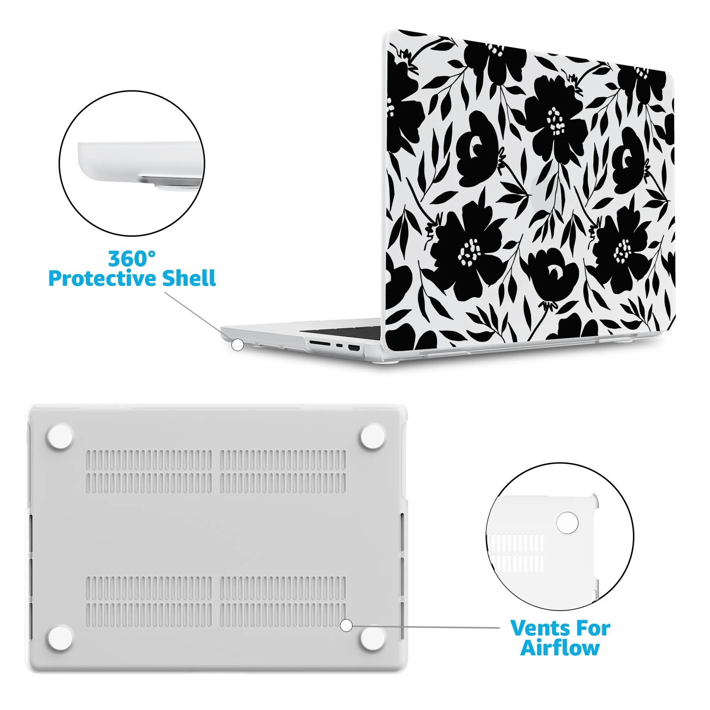 Dark Fantasy | Contrast Floral Laptop Shell