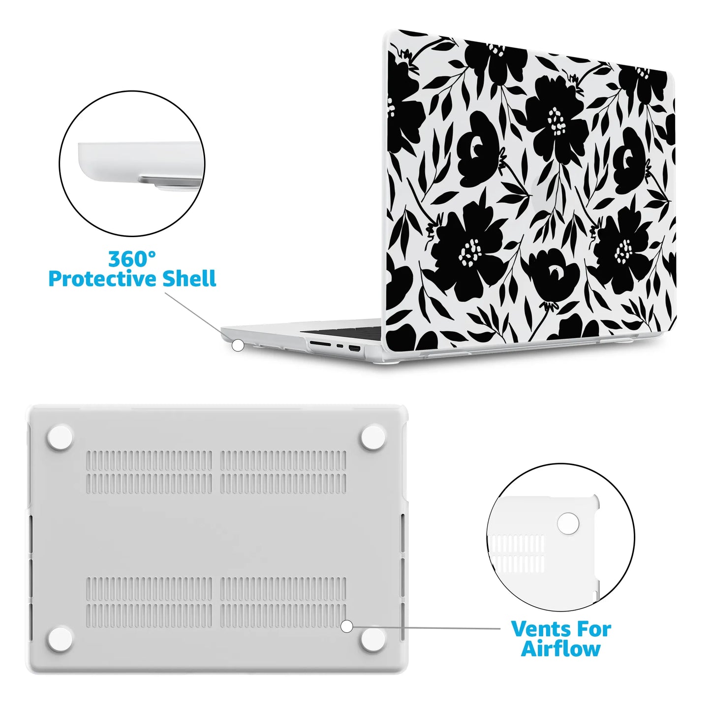 Dark Fantasy | Contrast Floral Laptop Shell