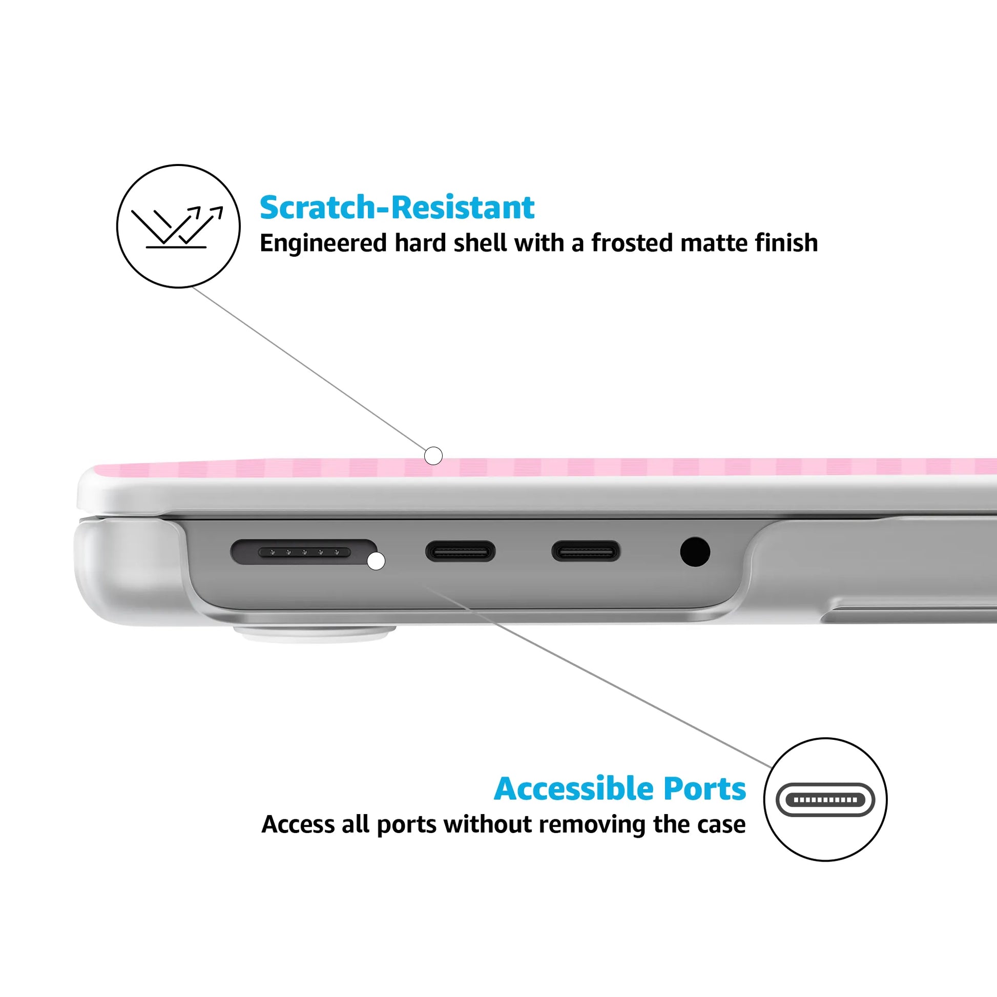 Sweet Jam | Light Pink Gingham Laptop Shell