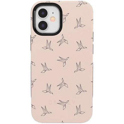 Paper Crane Origami | Beige Pattern iPhone Case get.casely Bold iPhone 12