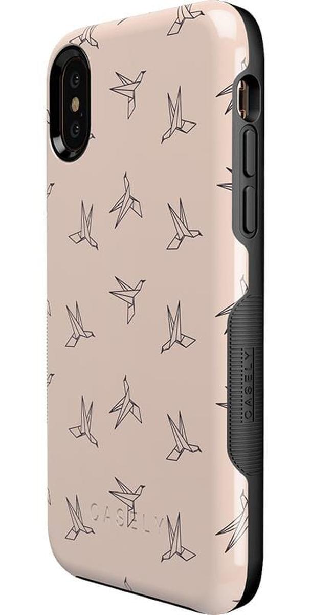 Paper Crane Origami | Beige Pattern iPhone Case get.casely