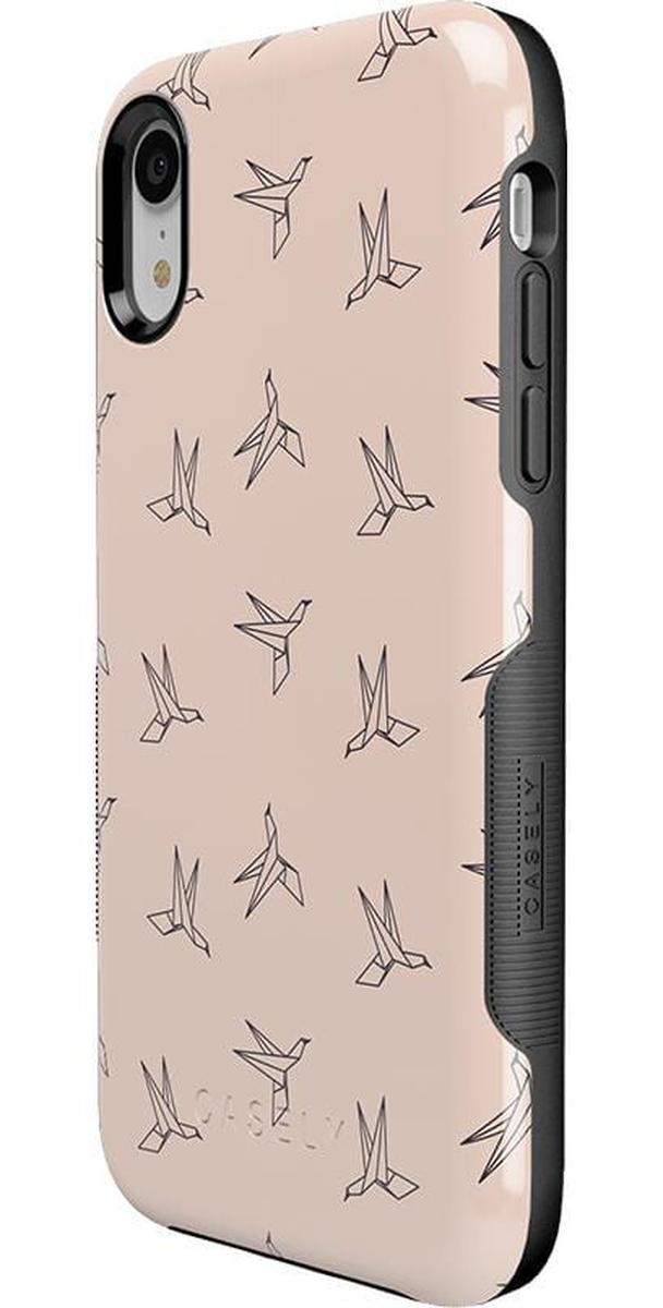 Paper Crane Origami | Beige Pattern iPhone Case get.casely