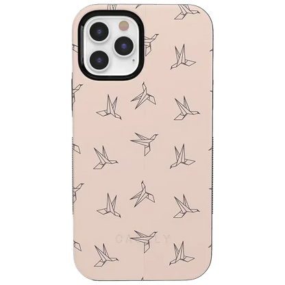 Paper Crane Origami | Beige Pattern iPhone Case get.casely