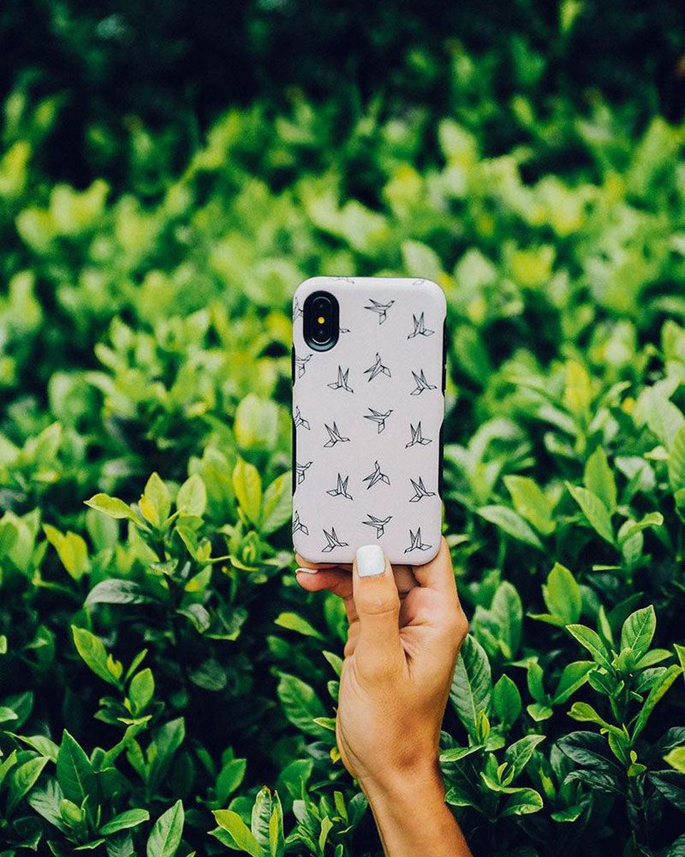 Paper Crane Origami | Beige Pattern iPhone Case get.casely
