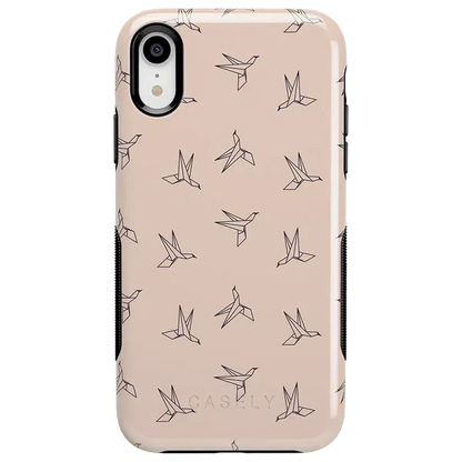 Paper Crane Origami | Beige Pattern iPhone Case get.casely