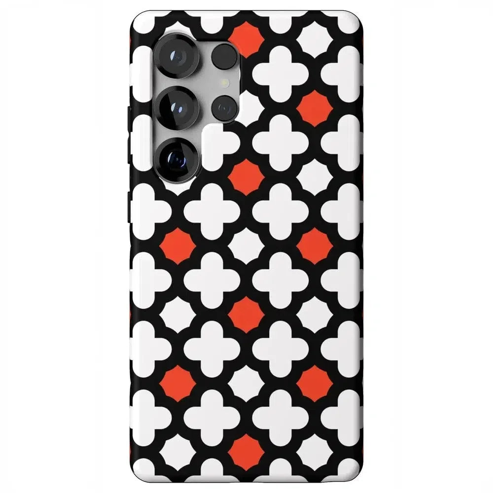 Red Lattice Tile | High Contrast Design Case Phone Case Casetry Essential + MagSafe® Galaxy S25 Ultra