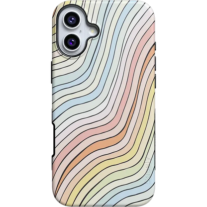 Ride The Wave | Pastel Rainbow Lined Case iPhone Case get.casely Bold + MagSafe® iPhone 16 Plus