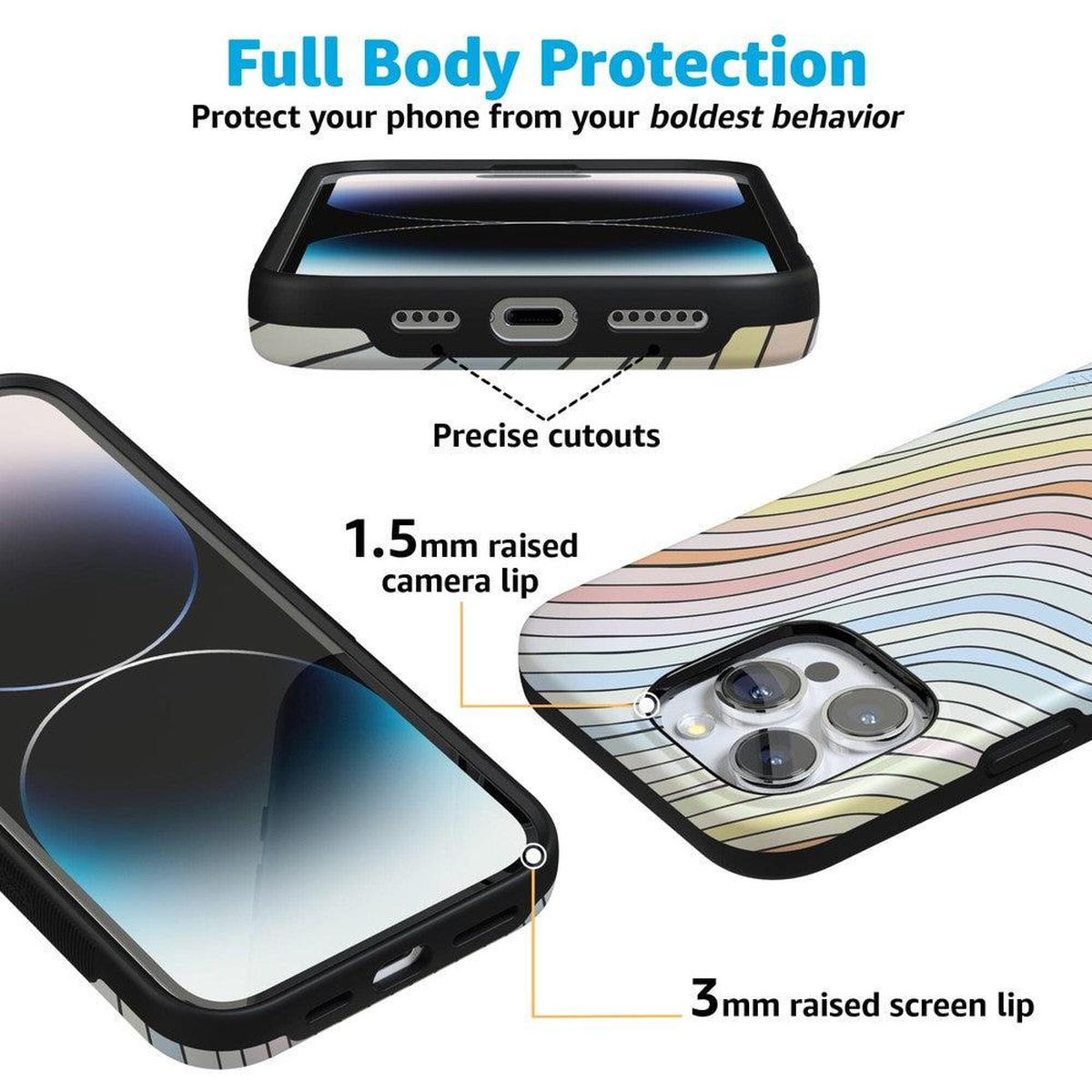Ride The Wave | Pastel Rainbow Lined Case iPhone Case get.casely