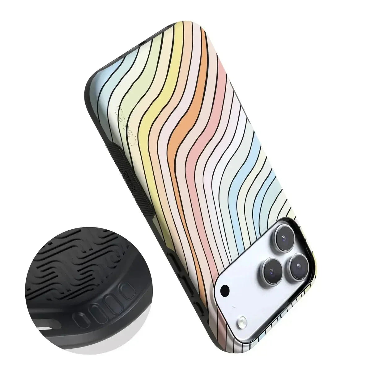Ride The Wave | Pastel Rainbow Lined Case iPhone Case get.casely