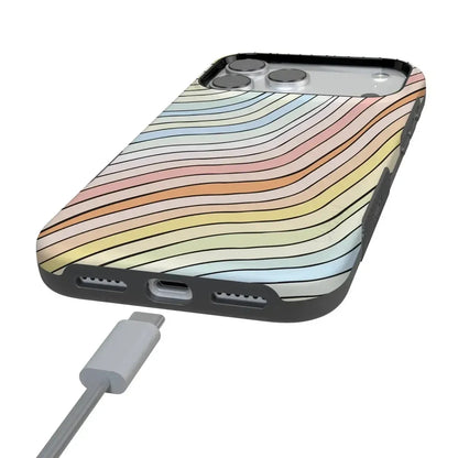 Ride The Wave | Pastel Rainbow Lined Case iPhone Case get.casely