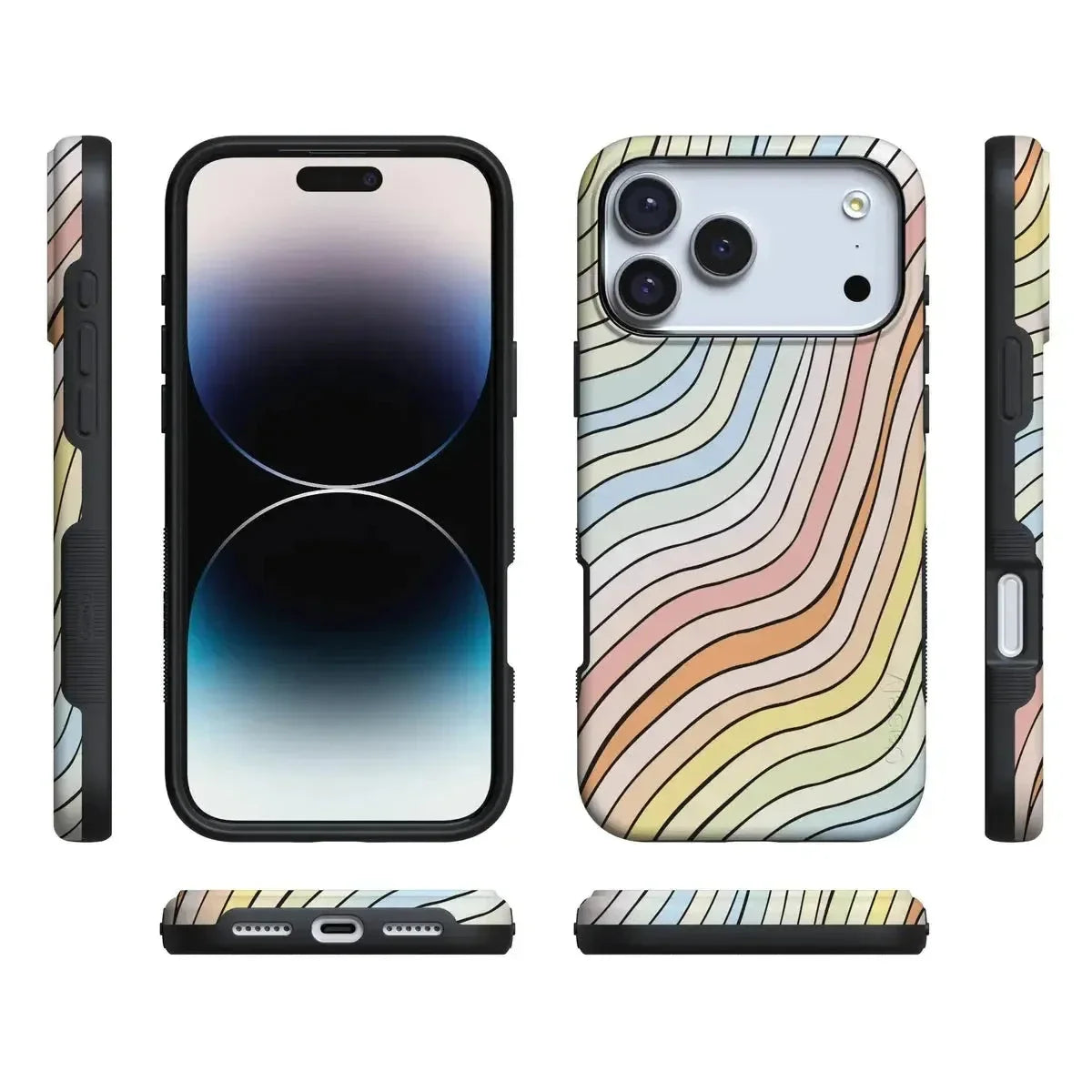 Ride The Wave | Pastel Rainbow Lined Case iPhone Case get.casely