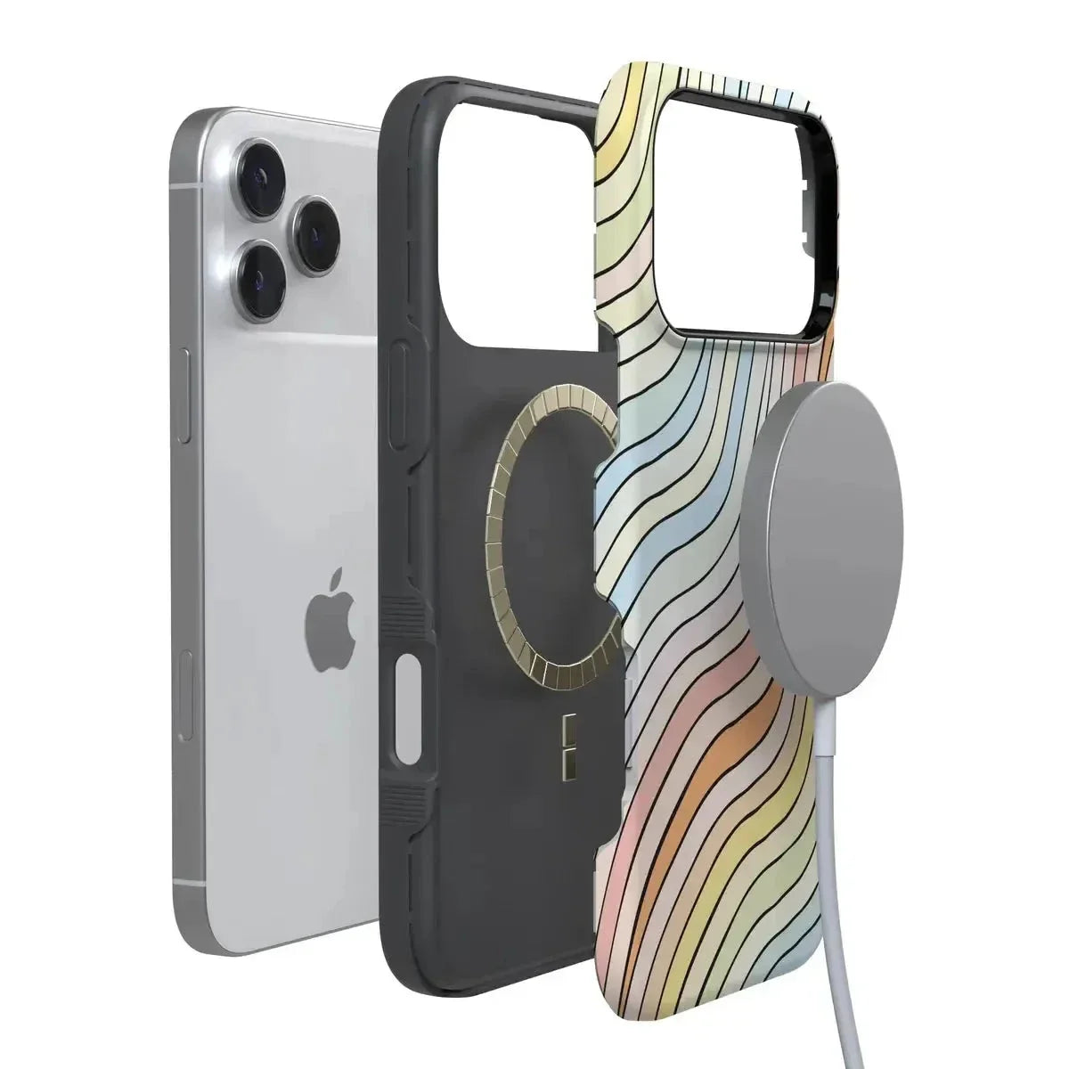 Ride The Wave | Pastel Rainbow Lined Case iPhone Case get.casely