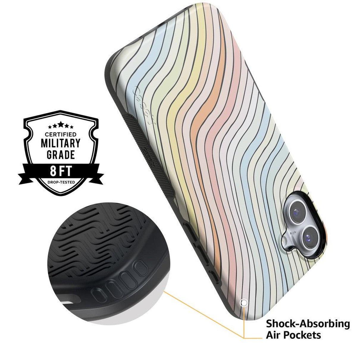 Ride The Wave | Pastel Rainbow Lined Case iPhone Case get.casely