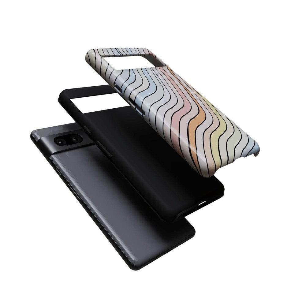 Ride The Wave | Pastel Rainbow Lined Google Pixel Case Google Pixel Case Casetry