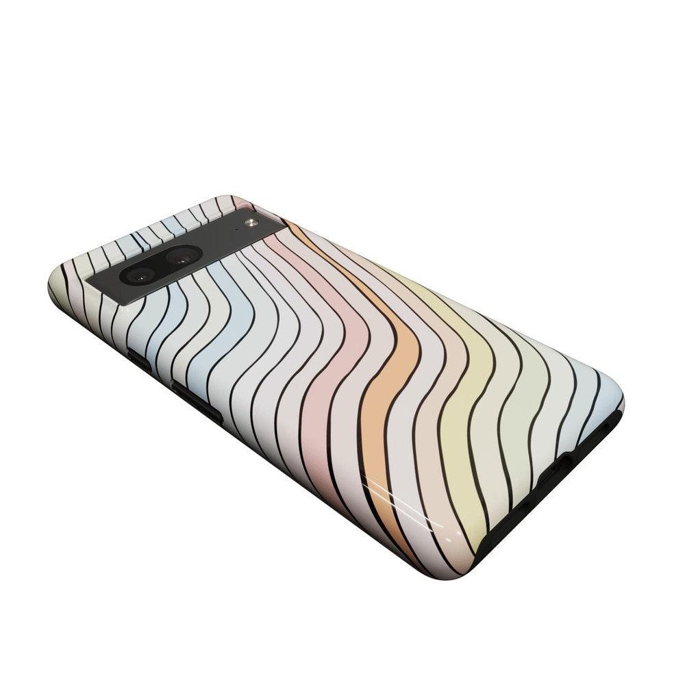 Ride The Wave | Pastel Rainbow Lined Google Pixel Case Google Pixel Case Casetry