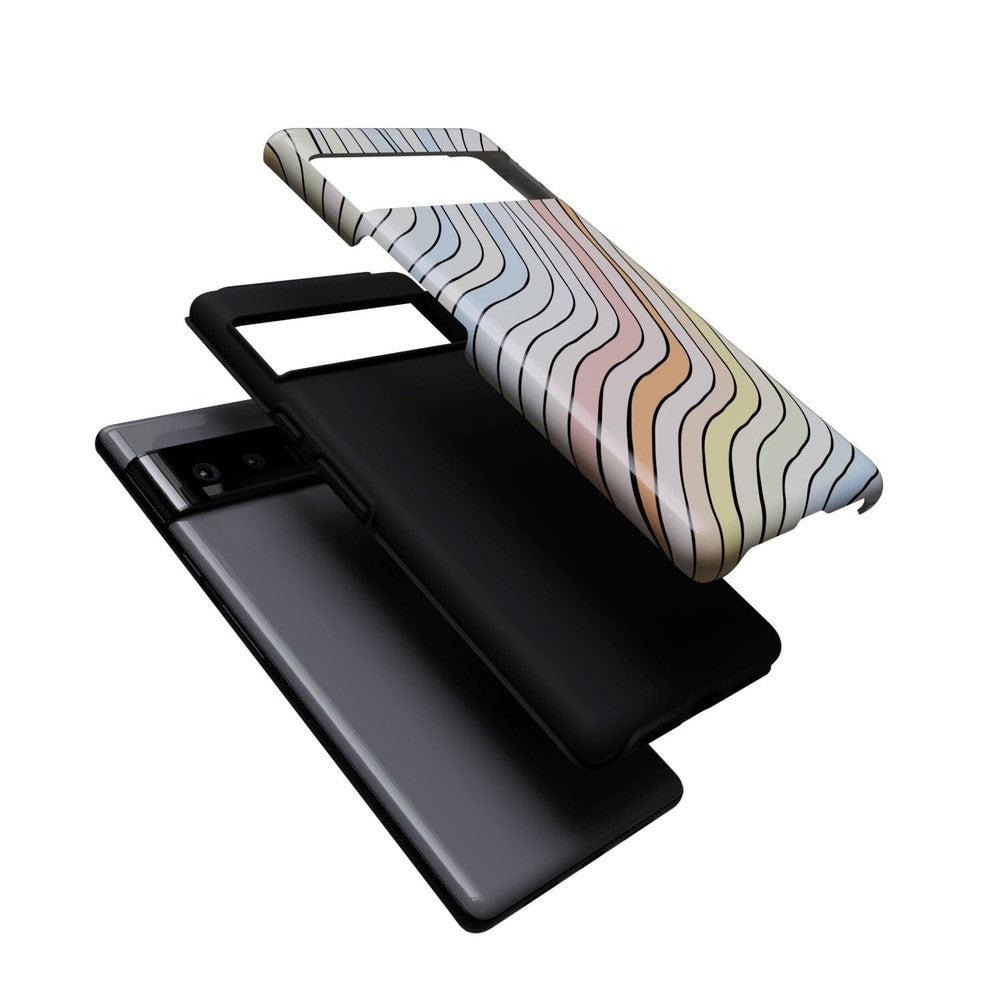 Ride The Wave | Pastel Rainbow Lined Google Pixel Case Google Pixel Case Casetry