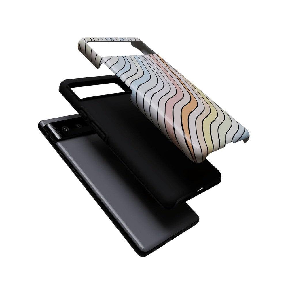 Ride The Wave | Pastel Rainbow Lined Google Pixel Case Google Pixel Case Casetry