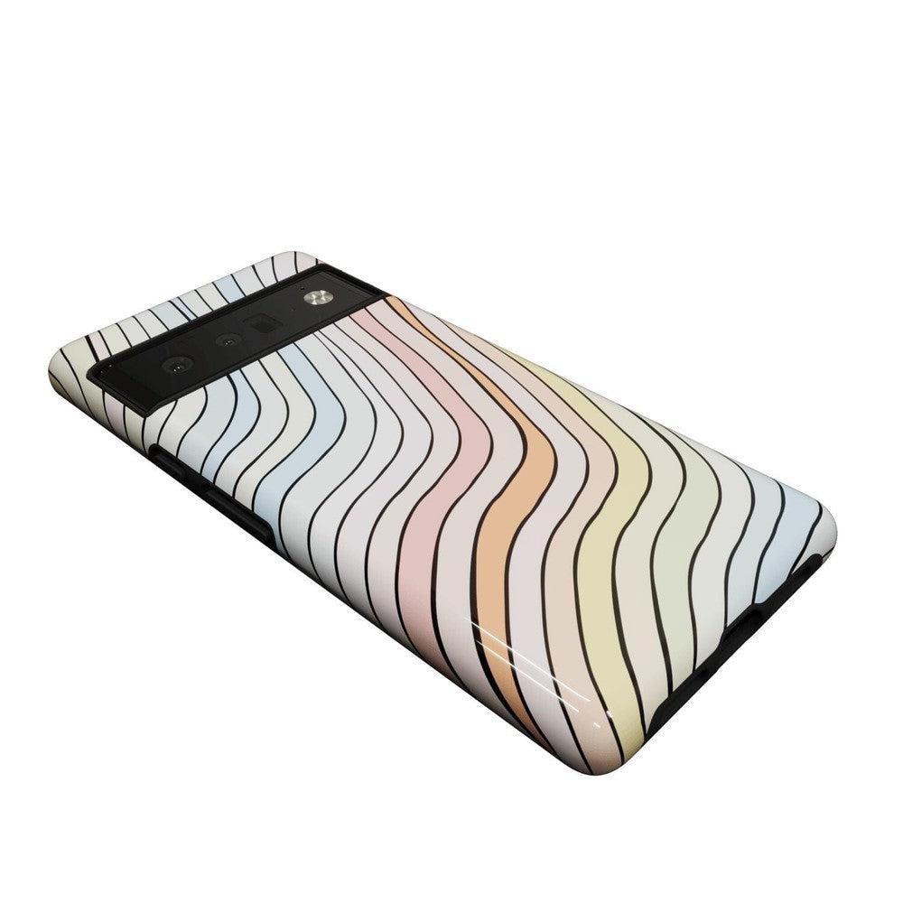 Ride The Wave | Pastel Rainbow Lined Google Pixel Case Google Pixel Case Casetry
