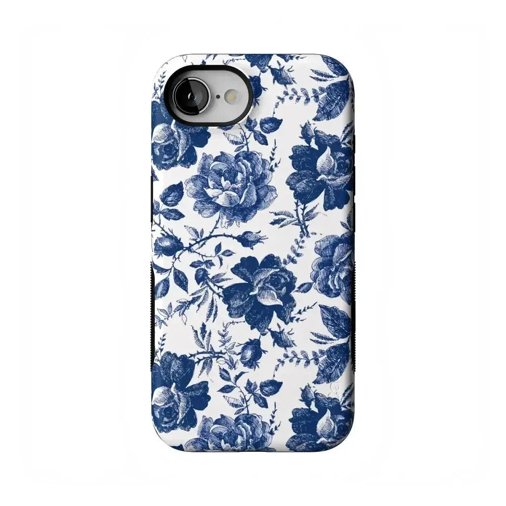 Rose to Fame | Blue & White Rose Floral Case iPhone Case get.casely Bold Flex + MagSafe® iPhone 16e