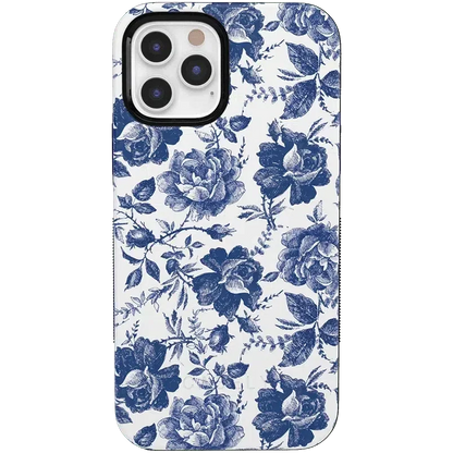 Rose to Fame | Blue & White Rose Floral Case iPhone Case get.casely Bold + MagSafe® iPhone 12 Pro Max