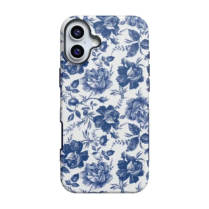 Rose to Fame | Blue & White Rose Floral Case iPhone Case get.casely Bold + MagSafe® iPhone 17