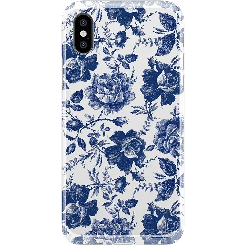 Rose to Fame | Blue & White Rose Floral Case iPhone Case get.casely Classic iPhone XR
