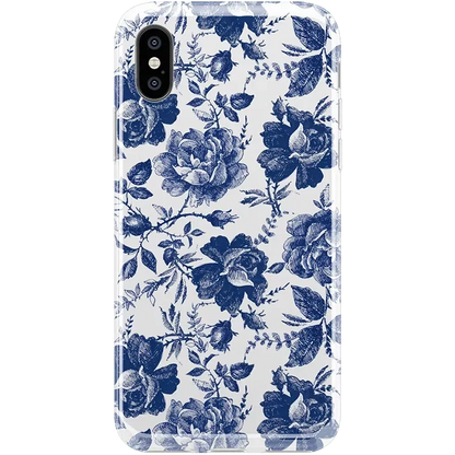 Rose to Fame | Blue & White Rose Floral Case iPhone Case get.casely Classic iPhone XS Max