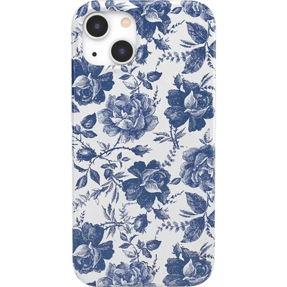 Rose to Fame | Blue & White Rose Floral Case iPhone Case get.casely Classic + MagSafe® iPhone 13