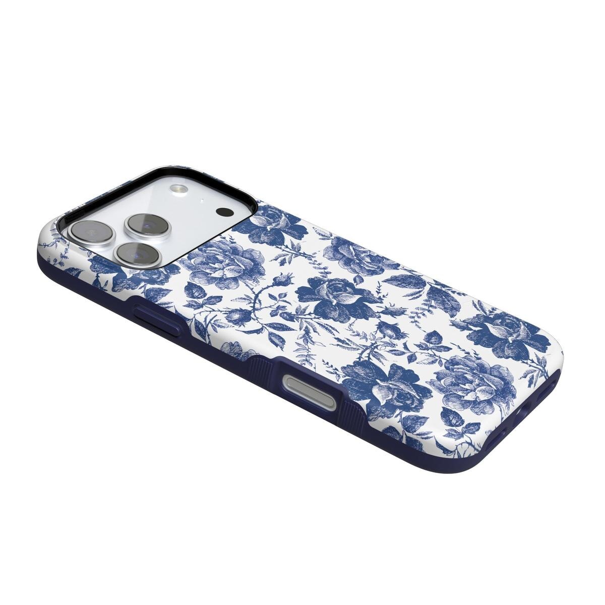 Rose to Fame | Blue & White Rose Floral Case iPhone Case get.casely