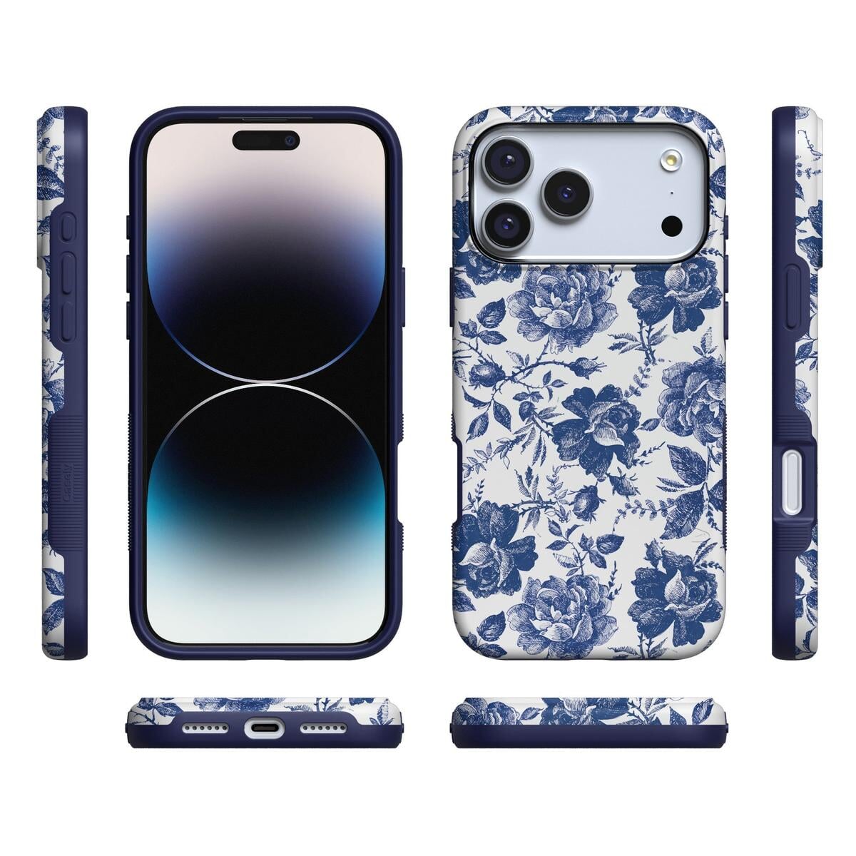 Rose to Fame | Blue & White Rose Floral Case iPhone Case get.casely