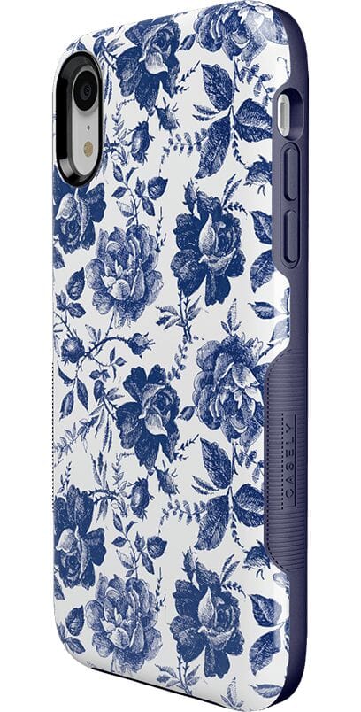 Rose to Fame | Blue & White Rose Floral Case iPhone Case get.casely