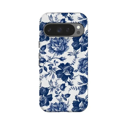 Rose to Fame | Blue & White Rose Floral Google Pixel Case Google Pixel Case Casetry Essential + MagSafe® Google Pixel 10 Pro