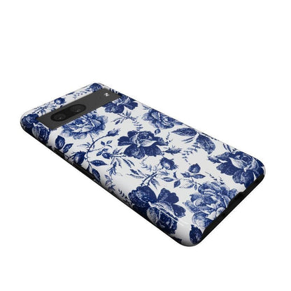 Rose to Fame | Blue & White Rose Floral Google Pixel Case Google Pixel Case Casetry