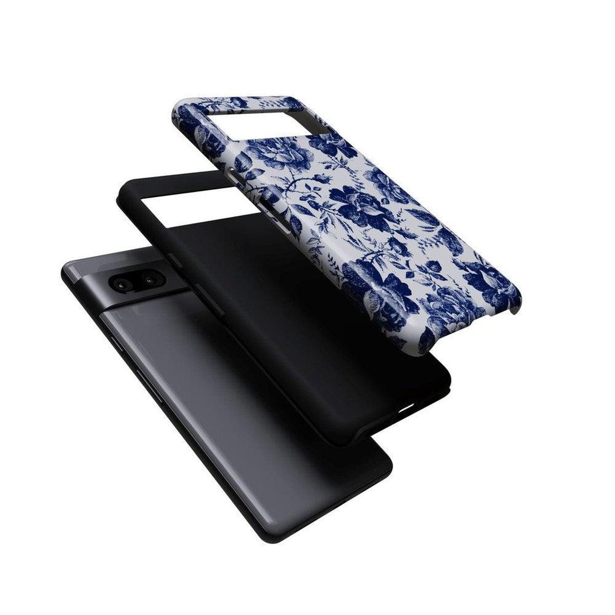 Rose to Fame | Blue & White Rose Floral Google Pixel Case Google Pixel Case Casetry