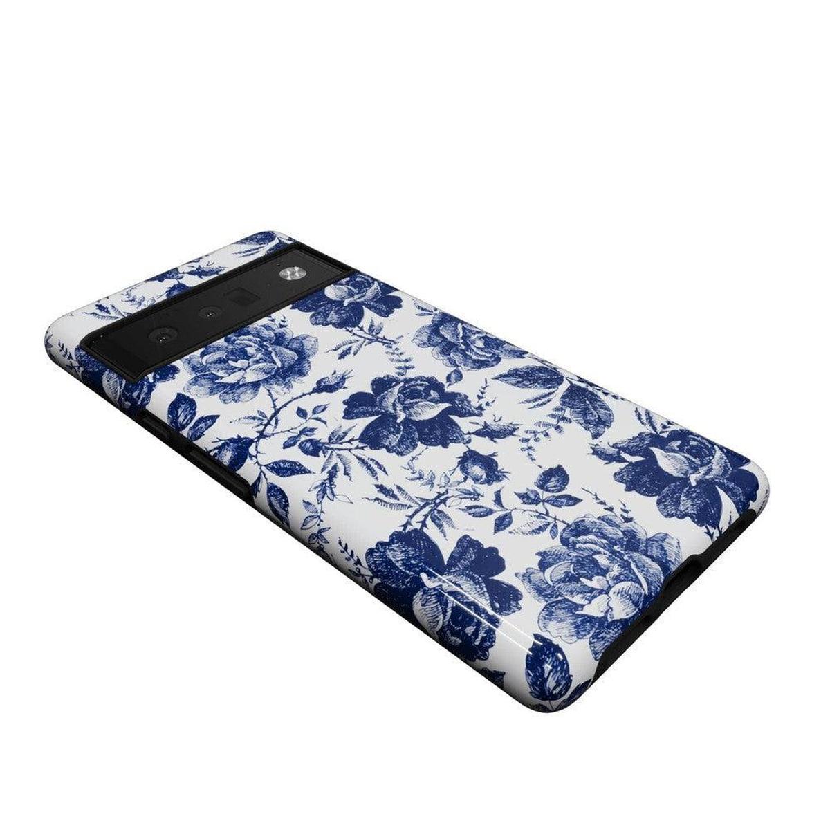 Rose to Fame | Blue & White Rose Floral Google Pixel Case Google Pixel Case Casetry