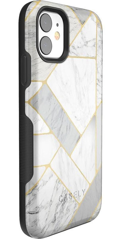 Sharp Lines | Geo White and Gold Marble Case iPhone Case get.casely