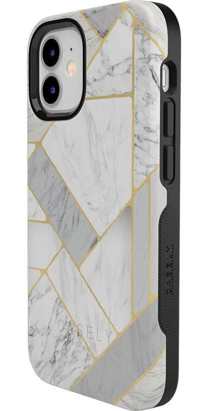 Sharp Lines | Geo White and Gold Marble Case iPhone Case get.casely