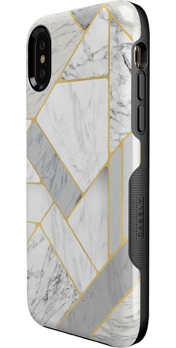 Sharp Lines | Geo White and Gold Marble Case iPhone Case get.casely
