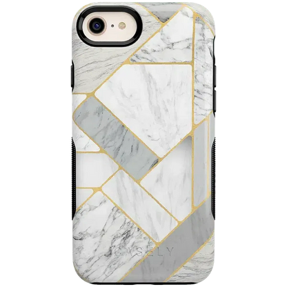 Sharp Lines | Geo White and Gold Marble Case iPhone Case get.casely