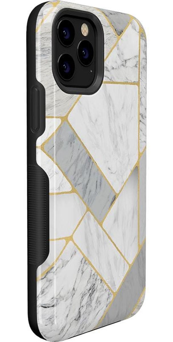 Sharp Lines | Geo White and Gold Marble Case iPhone Case get.casely