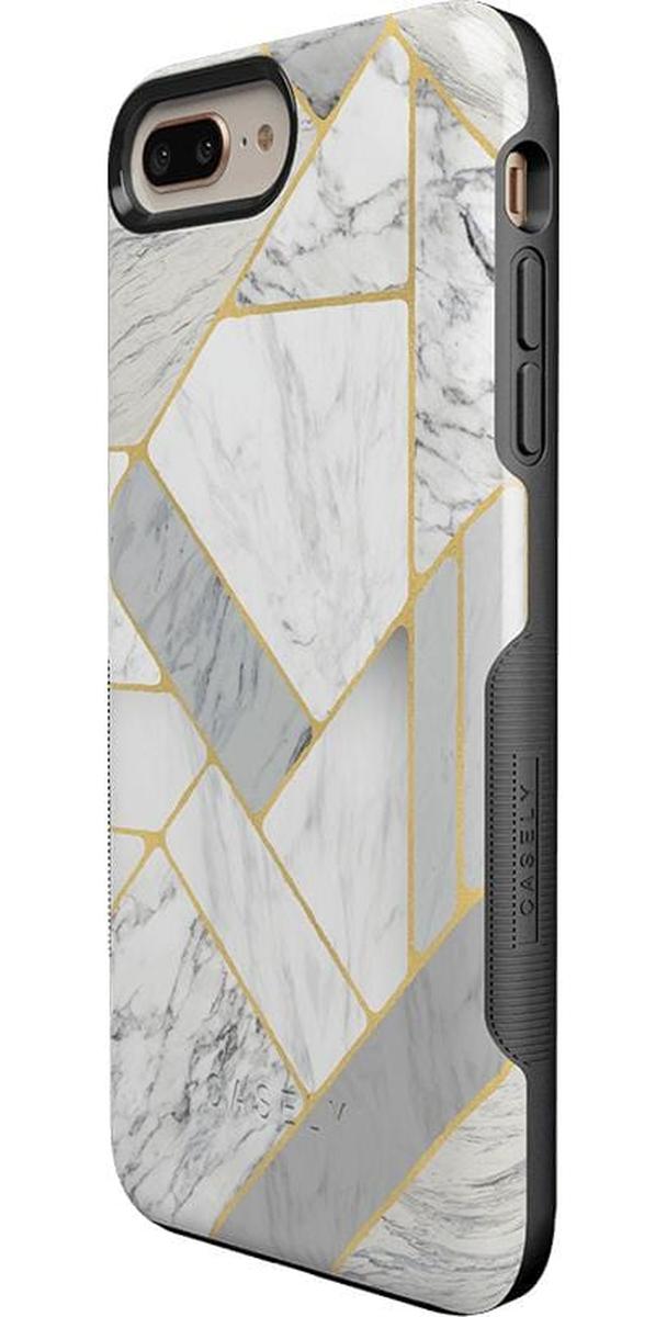 Sharp Lines | Geo White and Gold Marble Case iPhone Case get.casely