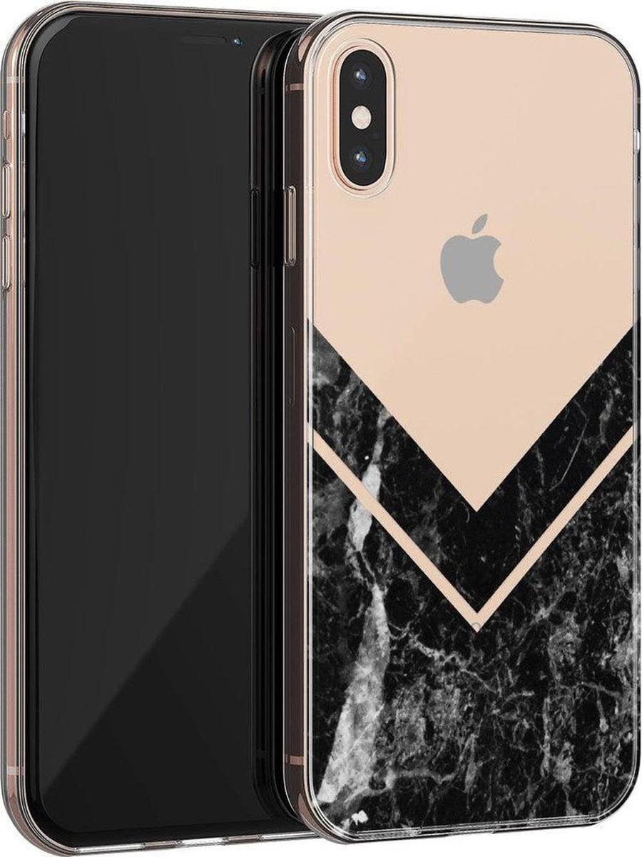 Sleek and Simple | Black Marble V Clear Case iPhone Case get.casely