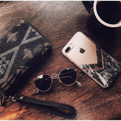 Sleek and Simple | Black Marble V Clear Case iPhone Case get.casely