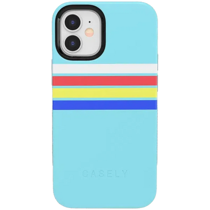 Totally Groovy | Teal Rainbow Stripes Color Block Case iPhone Case get.casely Bold iPhone 12