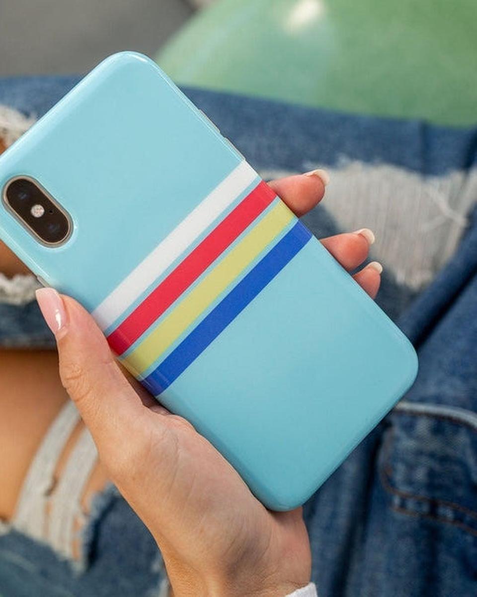 Totally Groovy | Teal Rainbow Stripes Color Block Case iPhone Case get.casely